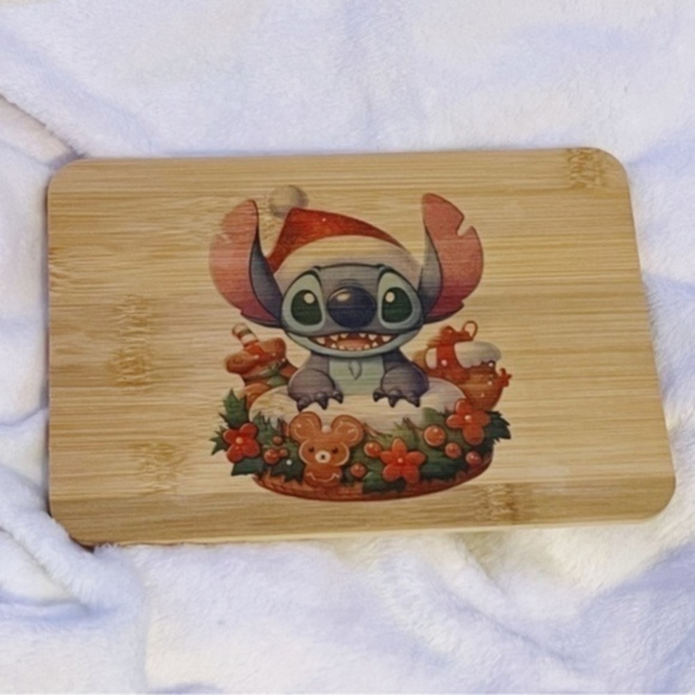 Stitch Christmas Bamboo Cutting Board